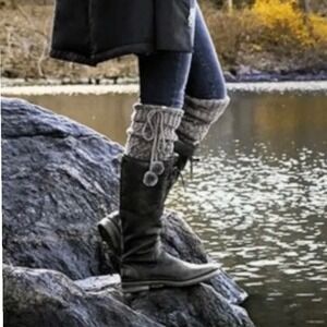 UGG Elsa Black Waterproof Leather Suede Tall Lace Up Side Zip Boots Women's Sz 8